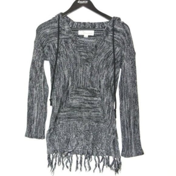 Vintage Havana Marbled Hooded Fringe Sweater‎ S - Picture 2 of 7